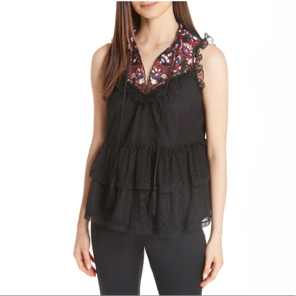Kate Spade Camelia Embroidered Lace Floral Shirt